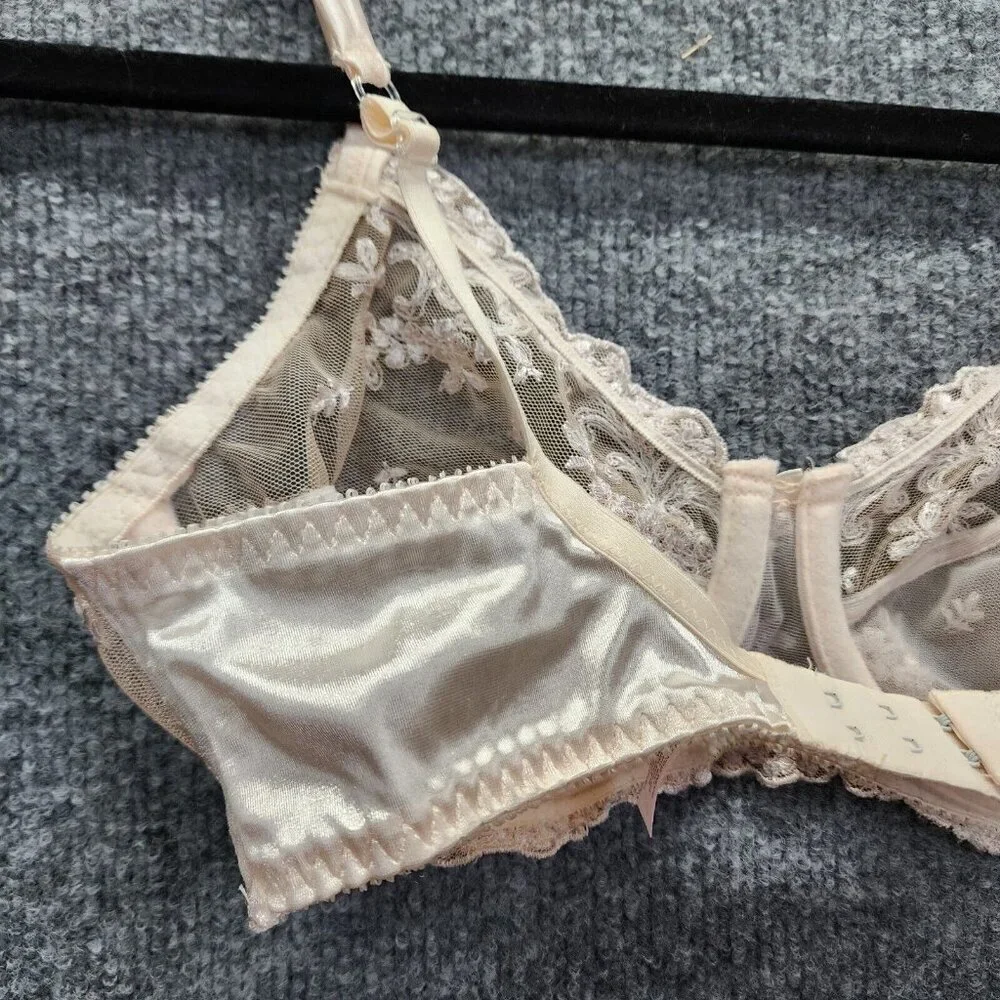 Vintage Victoria Secret womens‎ 34C Nude White Floral Lace Sheer 90's Sexy Bra